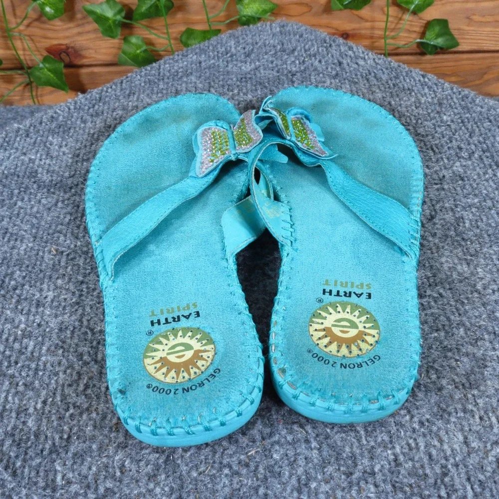 Earth Spirit Desha Women Sandal 5 Casual Comfort Butterfly Turquoise Leather‎